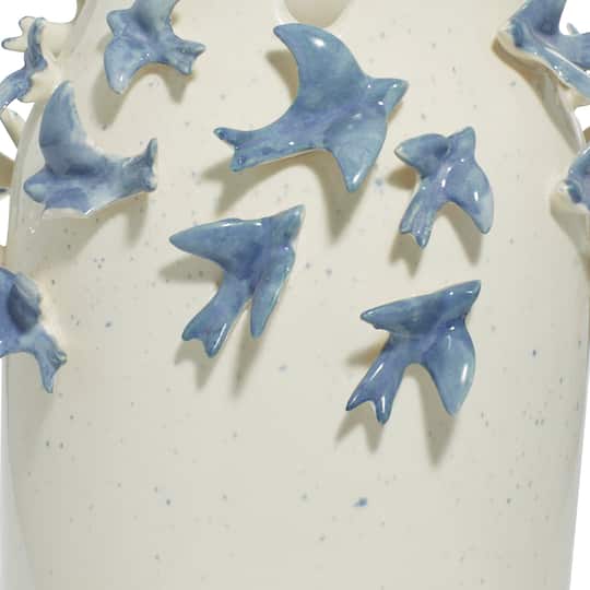 White Ceramic Coastal Vase, 18" x 11" x 11"